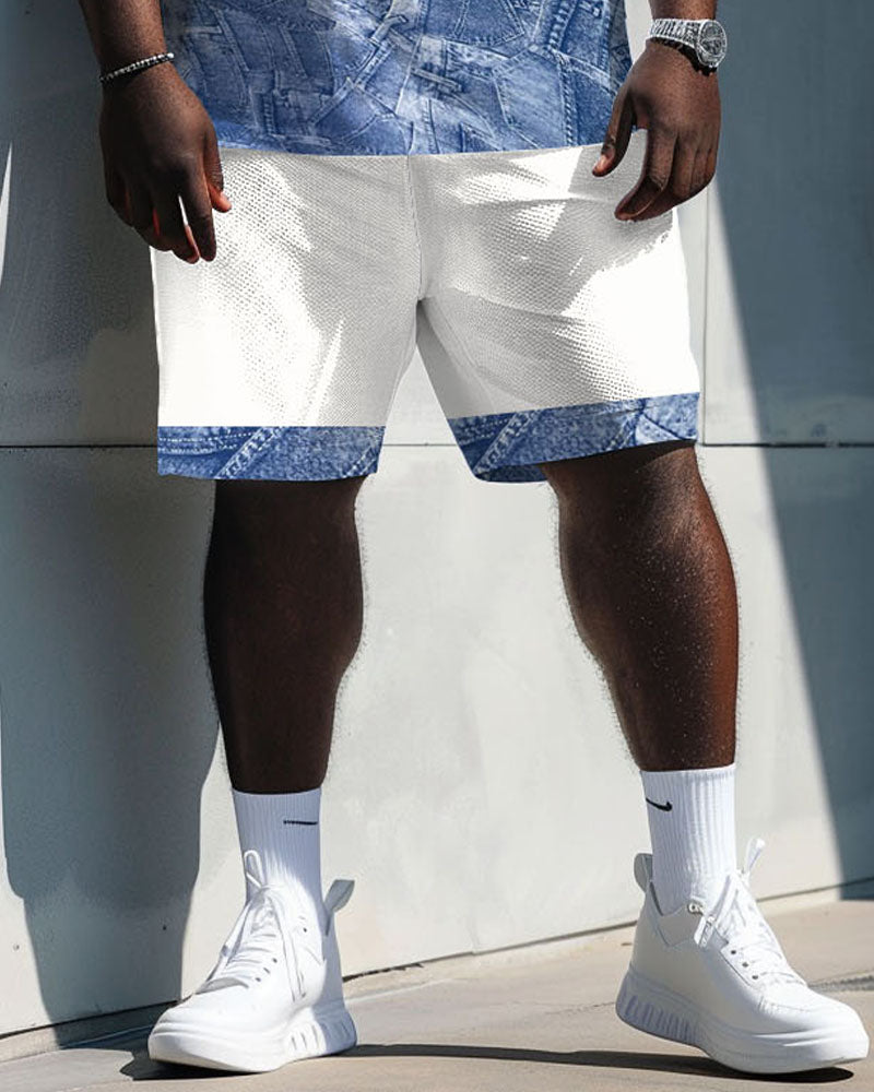 Big & Tall Denim Graphic Two-piece Set for big men view 4