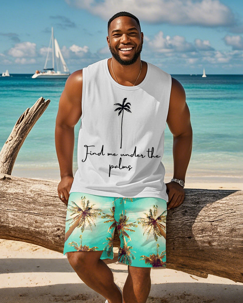 Big & Tall Green Hawaiian Graphic Two-piece Set for big men view 1