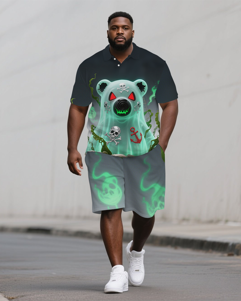 Big & Tall Streetwear Polo Shorts Set for big men view 1