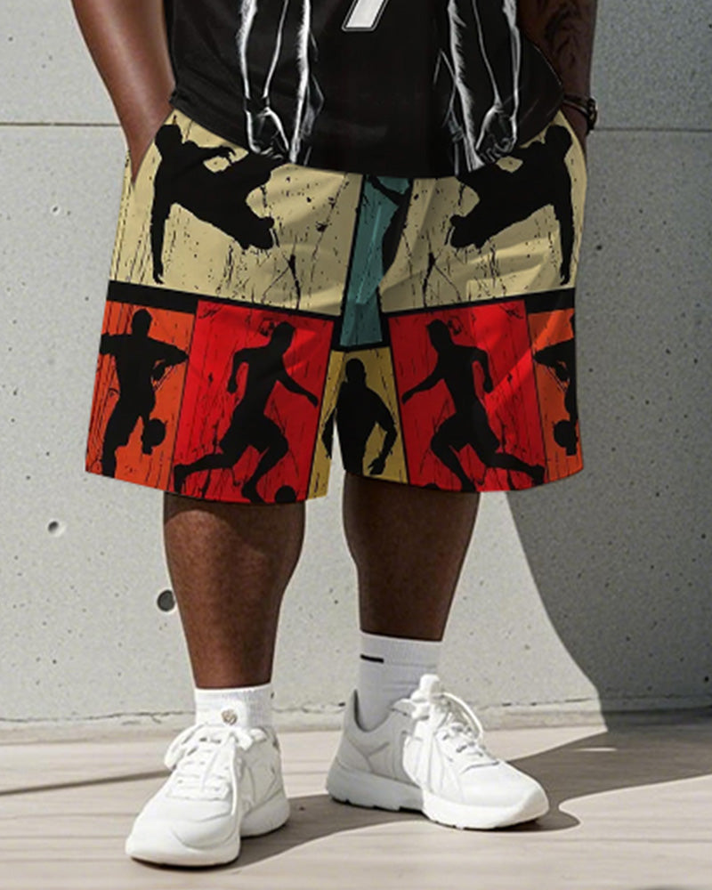 Big & Tall Black Colorblock Two-piece Set for big men view 3