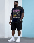 Big & Tall Streetwear T-Shirt Shorts Set for big men view 1