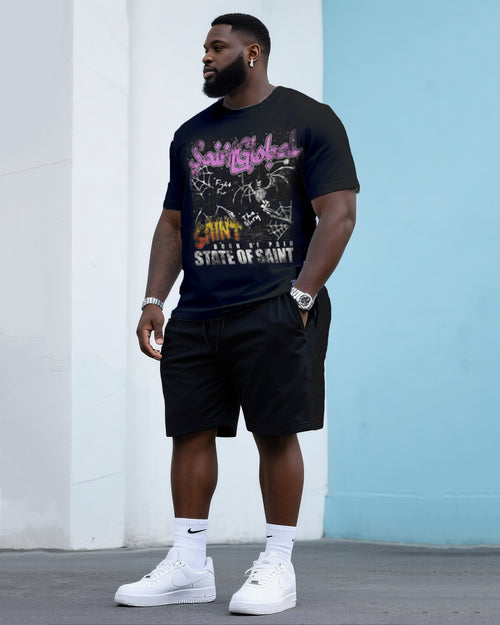 Big & Tall Streetwear T-Shirt Shorts Set for big men view 1