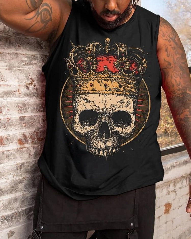 Big & Tall Graphic Skull Tank Top for big men view 1
