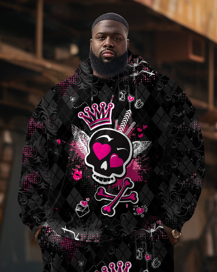 Big & Tall Skull Hoodie Sweatpants Set for big men view 2