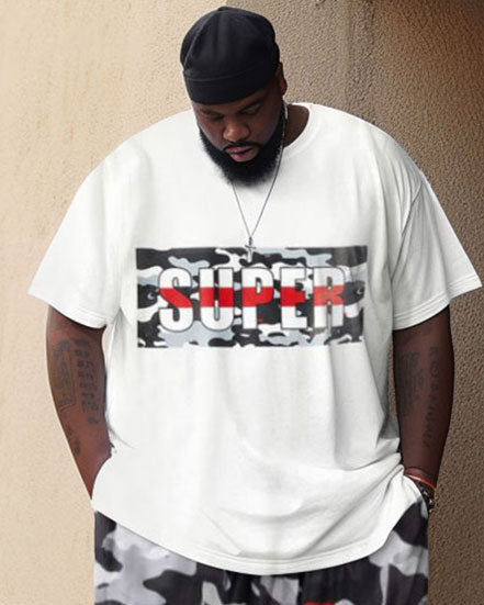 Big & Tall Camouflage Streetwear Two-piece Set for big men view 2