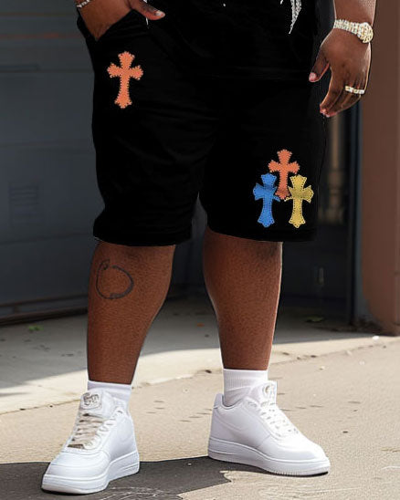 Big & Tall Streetwear T-Shirt Shorts Set for big men view 3