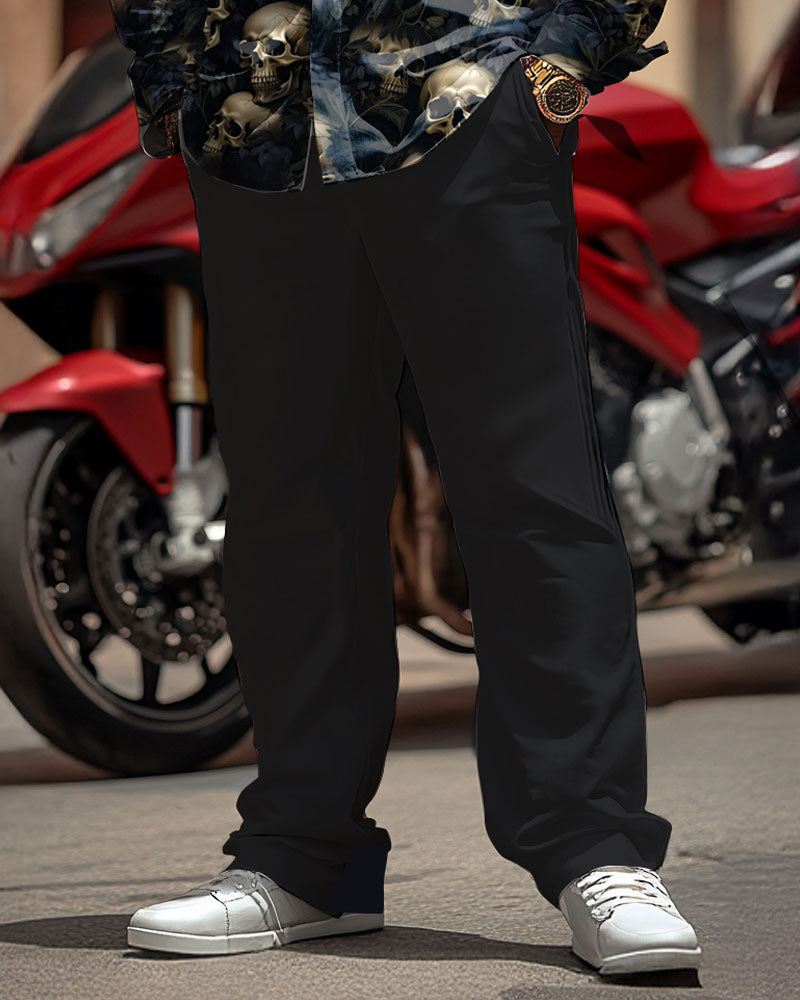 Big & Tall Graphic Skull Shirt Pants Set for big men view 4