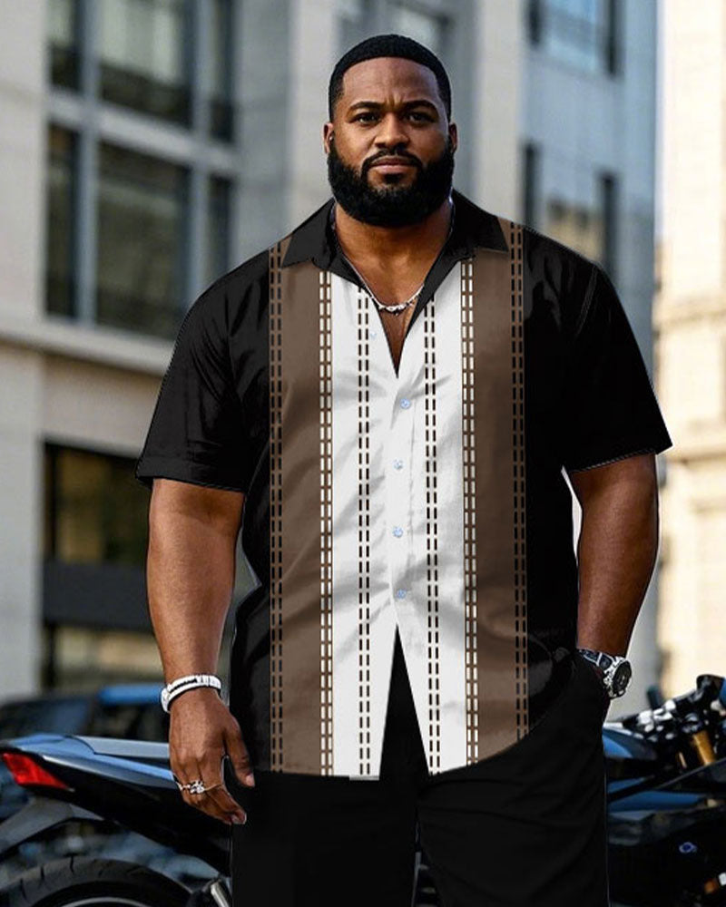 Big & Tall Black White T-Shirt Pants Set for big men view 2