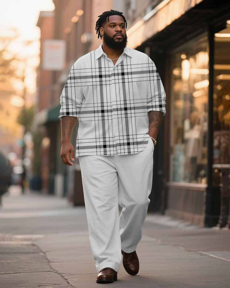 Big & Tall Black White T-Shirt Pants Set for big men view 2