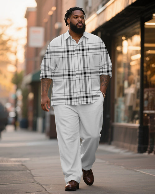 Big & Tall Black White T-Shirt Pants Set for big men view 2