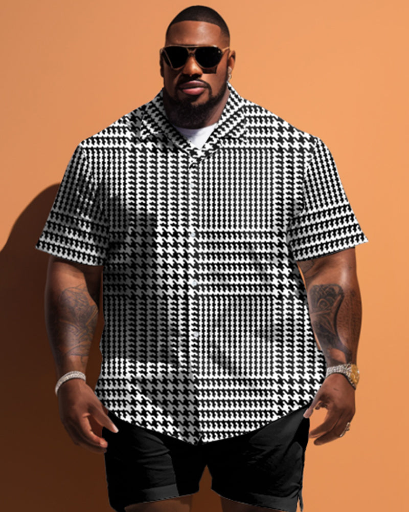 Big & Tall Plaid T-Shirt Shorts Set for big men view 2