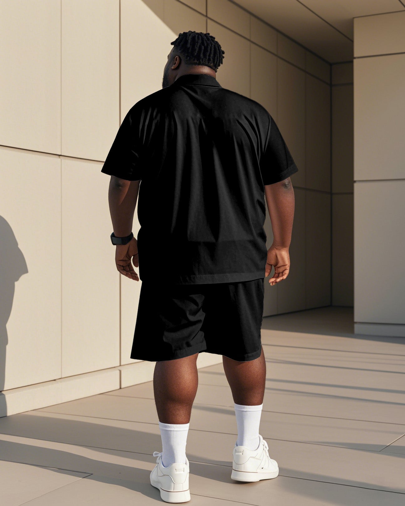 Big & Tall Purple Streetwear T-Shirt Shorts Set for big men view 4