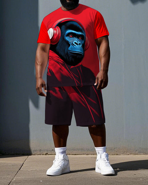 Big & Tall Streetwear T-Shirt Shorts Set for big men view 1