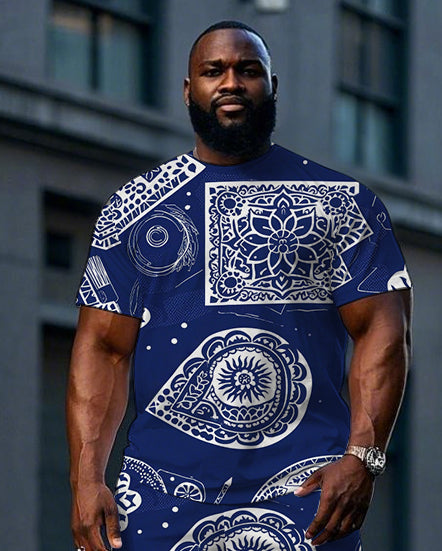 Big & Tall Vintage T-Shirt Shorts Set for big men view 2