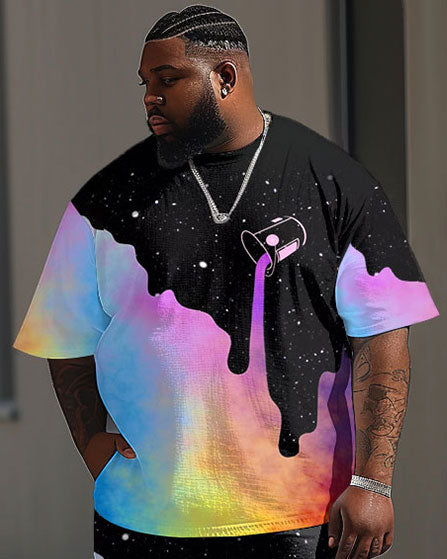 Big & Tall Graphic Streetwear Two-piece Set for big men view 2