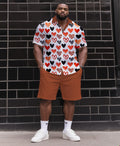 Big & Tall Hawaiian Colorblock T-Shirt Shorts Set for big men view 1