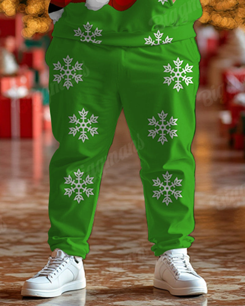 Big & Tall Green Graphic Hoodie Sweatpants Set for big men view 3