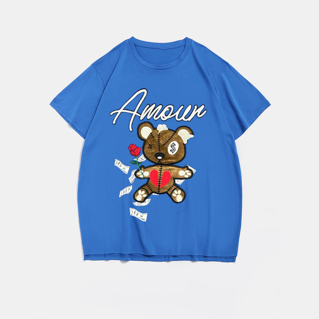 Big & Tall Blue Graphic Streetwear T-Shirt for big men view 2