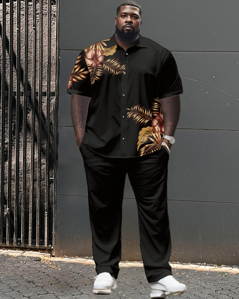 Big & Tall Graphic Floral T-Shirt Pants Set for big men view 1