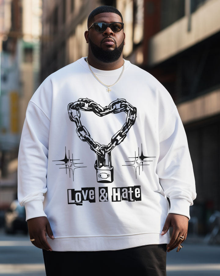 Big & Tall White Patchwork Streetwear Men's Clothing for big men