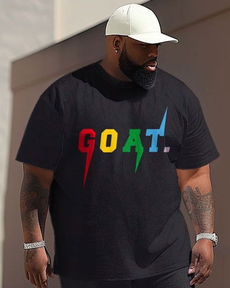Big & Tall Graphic Streetwear Two-piece Set for big men view 2