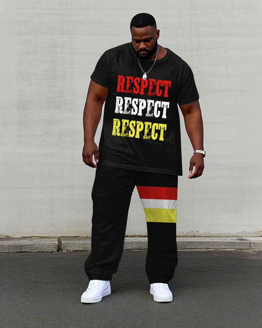 Big & Tall Black Graphic T-Shirt Pants Set for big men view 1