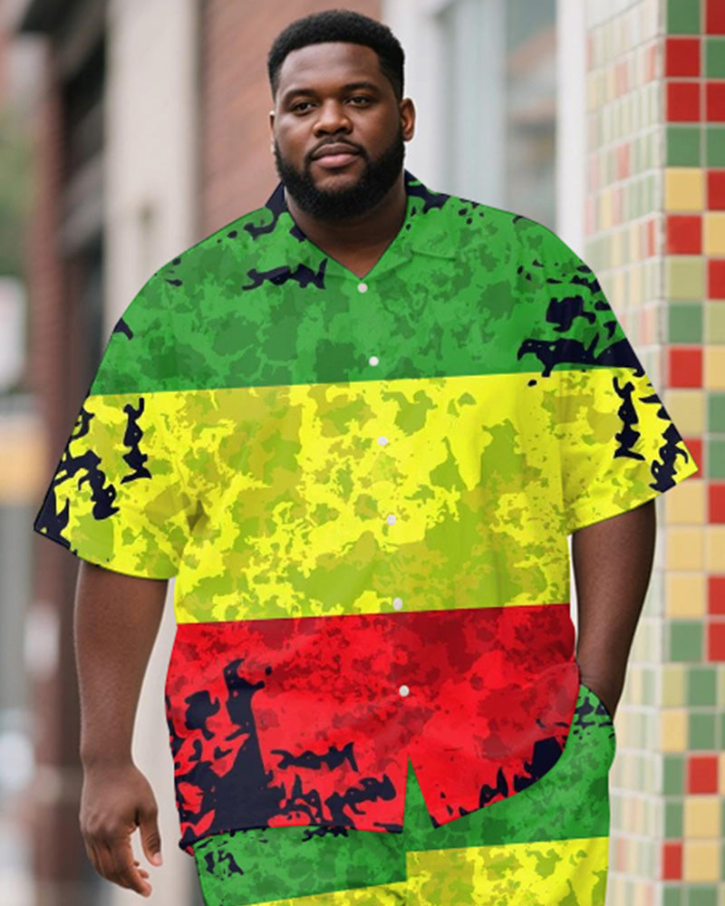 Big & Tall Juneteenth Colorblock T-Shirt Shorts Set for big men view 2