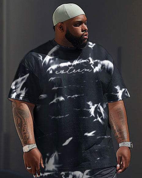Big & Tall Graphic Streetwear Two-piece Set for big men view 2