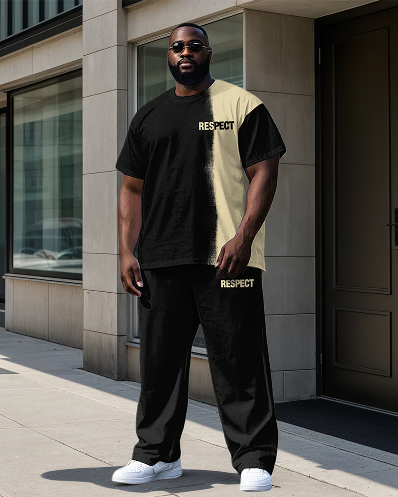 Big & Tall Colorblock Graphic T-Shirt Pants Set for big men view 1