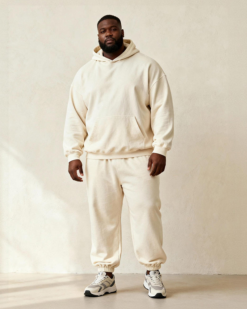 Big & Tall White Blue Graphic Hoodie Sweatpants Set for big men view 4