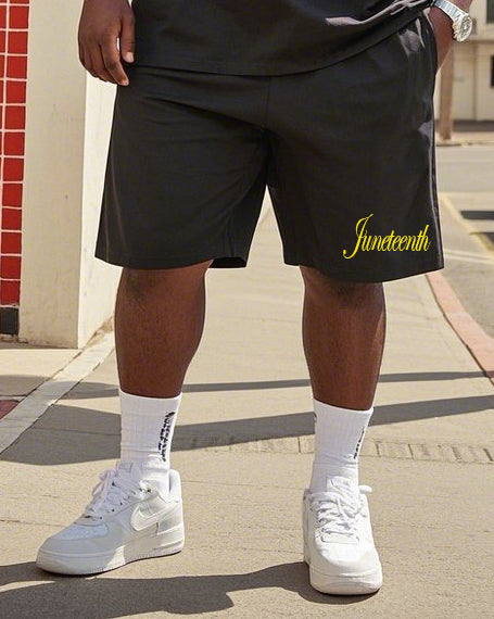 Big & Tall Juneteenth Vintage T-Shirt Shorts Set for big men view 3