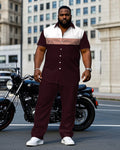 Big & Tall White Colorblock T-Shirt Pants Set for big men view 1