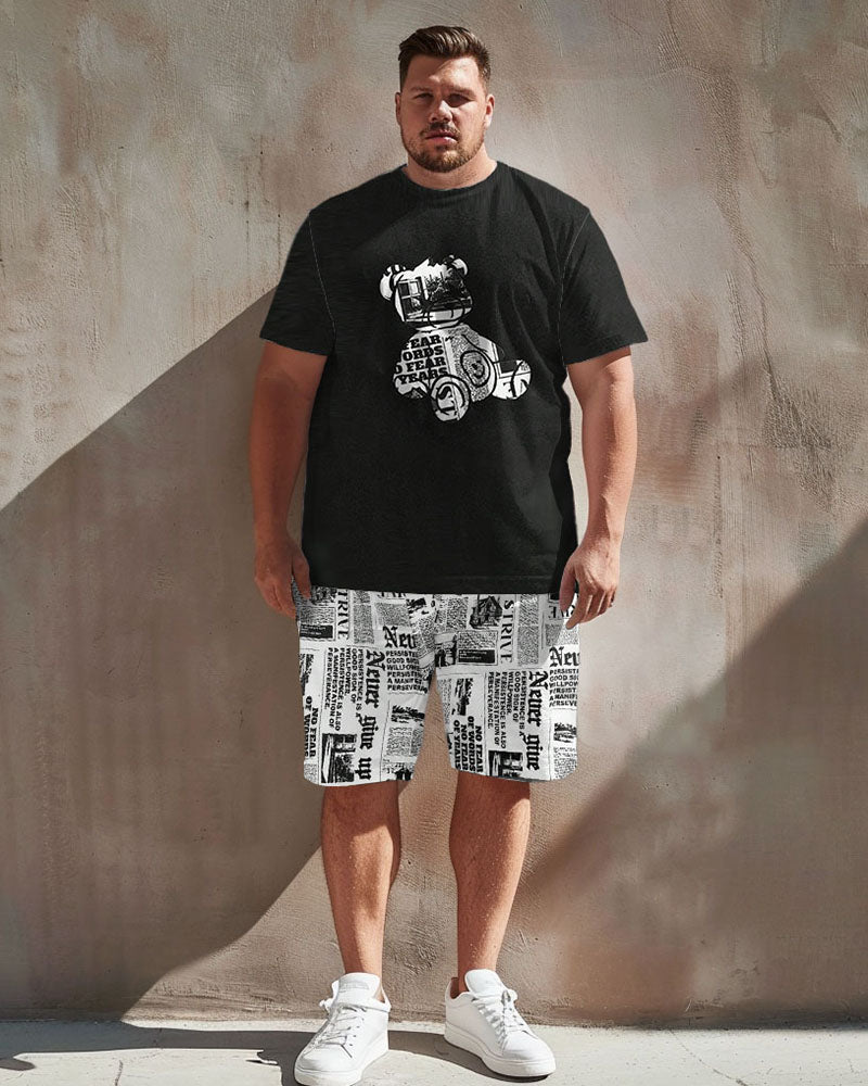 Big & Tall Graphic Streetwear T-Shirt Shorts Set for big men view 1
