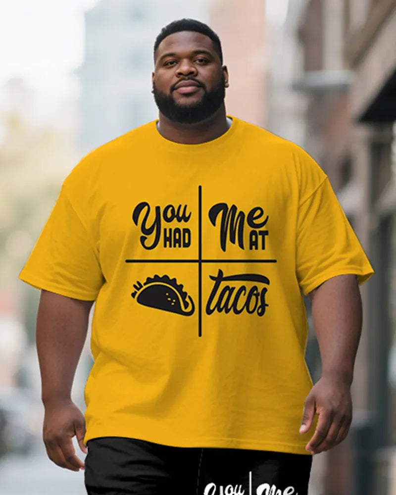 Big & Tall Yellow Graphic T-Shirt Shorts Set for big men view 2
