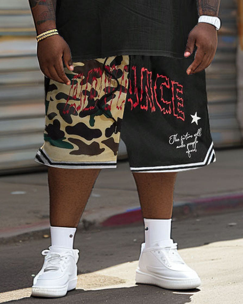 Big & Tall Graphic Camouflage T-Shirt Shorts Set for big men view 4