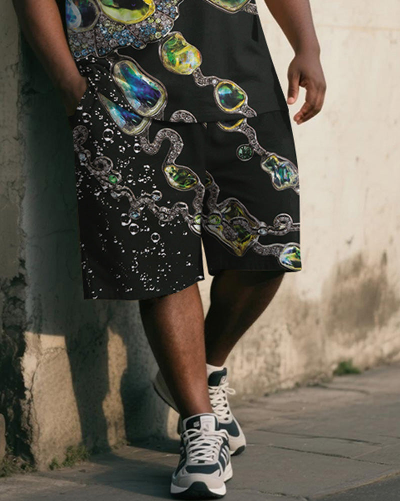 Big & Tall Black Graphic Vintage Two-piece Set for big men view 3