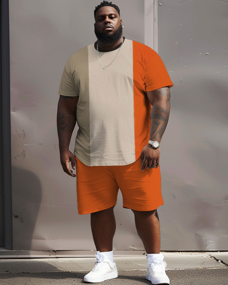 Big & Tall Colorblock T-Shirt Shorts Set for big men view 2