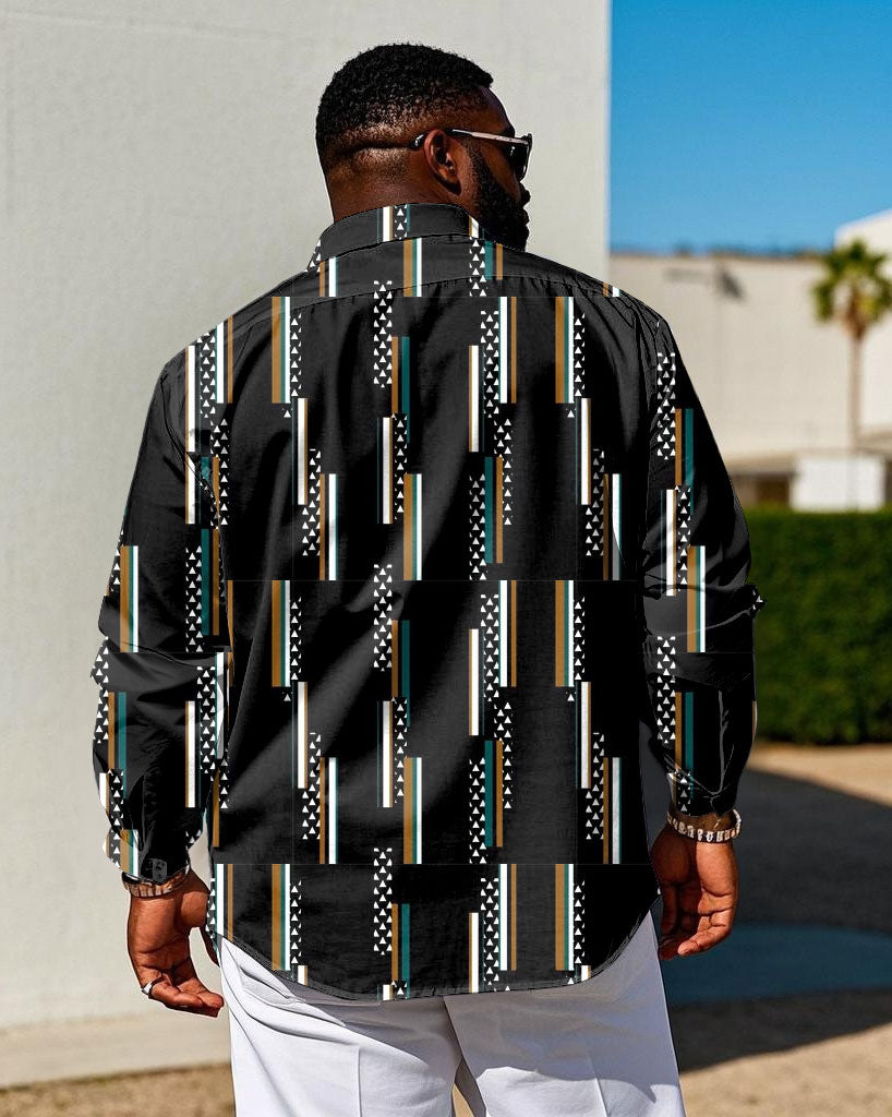 Big & Tall Geometric Graphic Long Sleeve Shirt for big men view 2