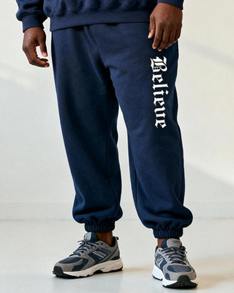 Big & Tall Blue Graphic Hoodie Sweatpants Set for big men view 3
