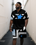 Big & Tall Geometric Polo Shorts Set for big men view 2