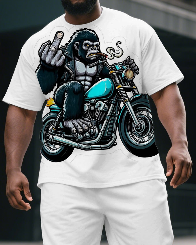 Big & Tall Graphic T-Shirt Shorts Set for big men view 2