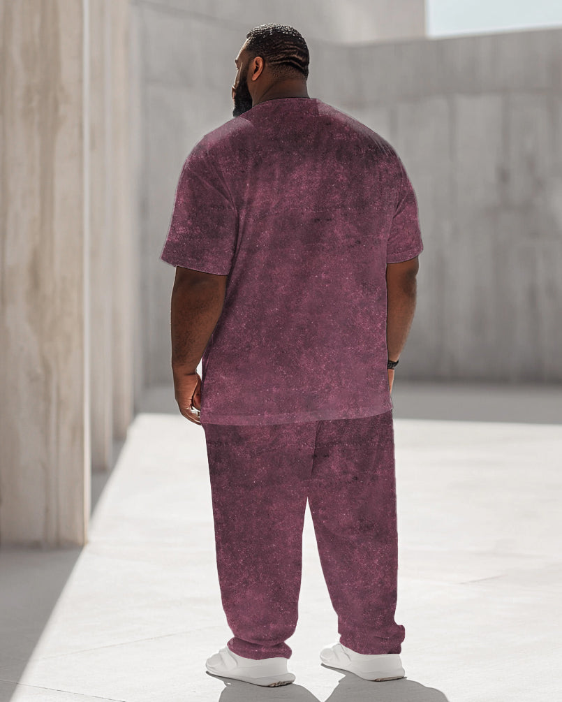 Big & Tall Pink Graphic T-Shirt Pants Set for big men view 4