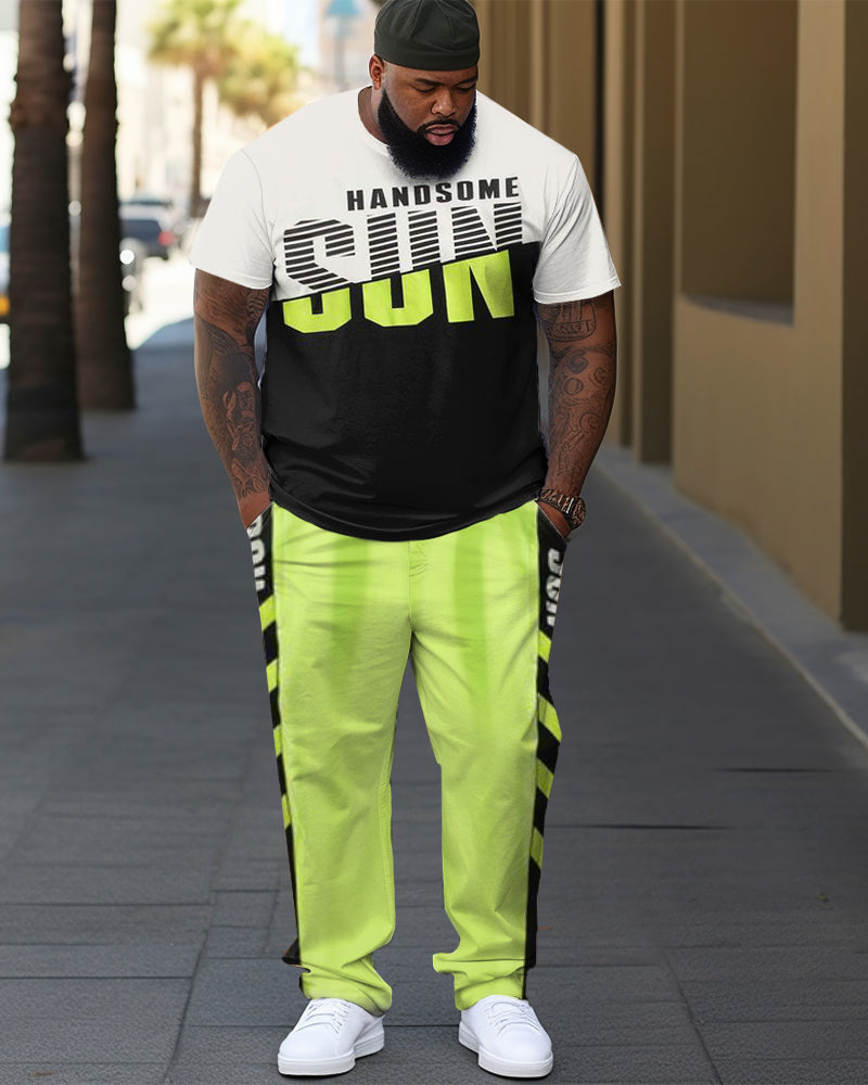 Big & Tall Graphic Streetwear T-Shirt Pants Set for big men view 1