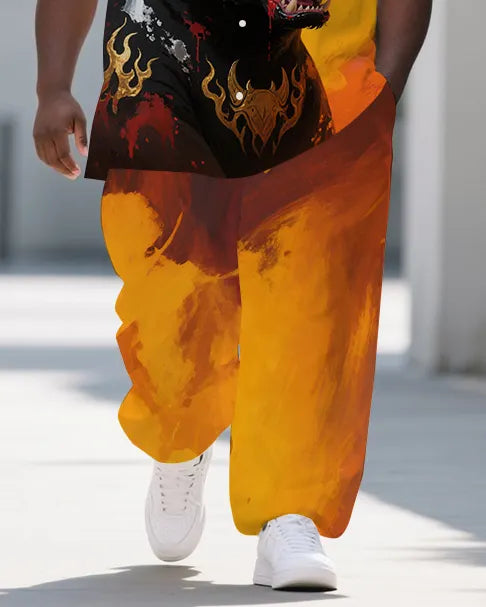 Big & Tall Graffiti Streetwear T-Shirt Pants Set for big men view 3