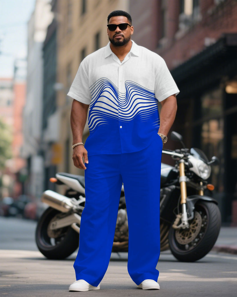 Big & Tall Blue Graphic T-Shirt Pants Set for big men view 1