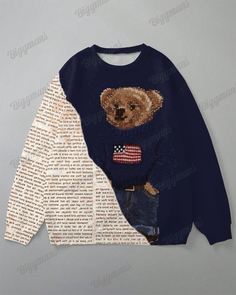 Big & Tall Blue Graphic Patchwork Two-piece Set for big men view 3
