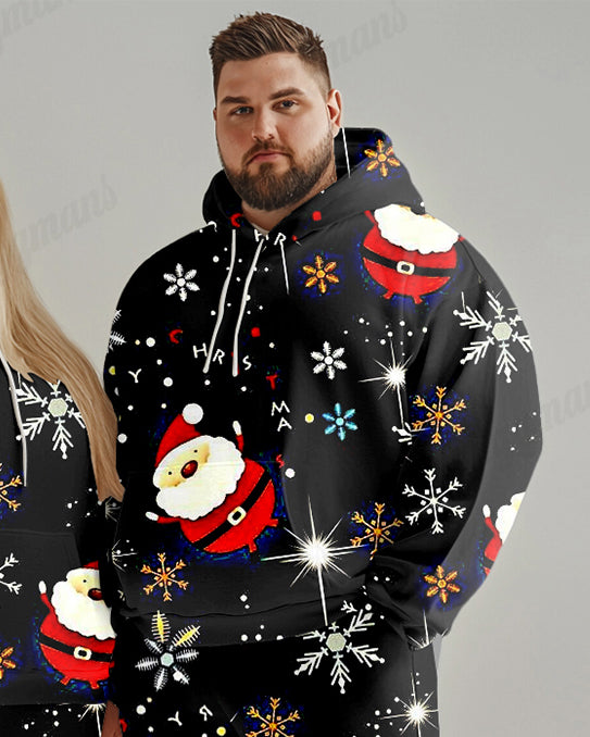 Big & Tall Black Graphic Hoodie Sweatpants Set for big men view 3