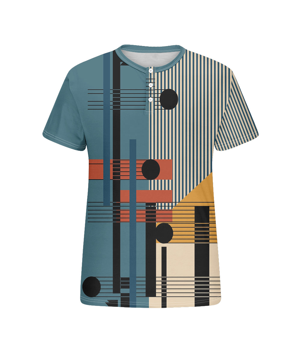 Big & Tall Blue Colorblock Geometric T-Shirt for big men view 4