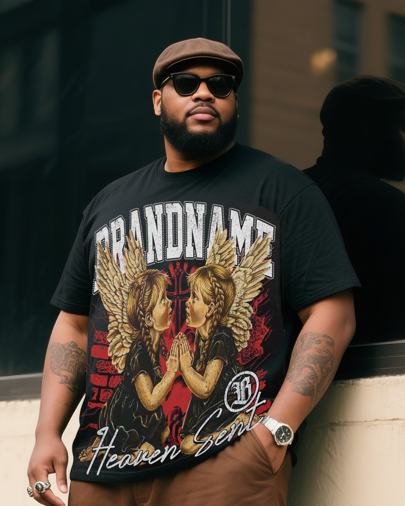 Big & Tall Graphic Streetwear T-Shirt Pants Set for big men view 1