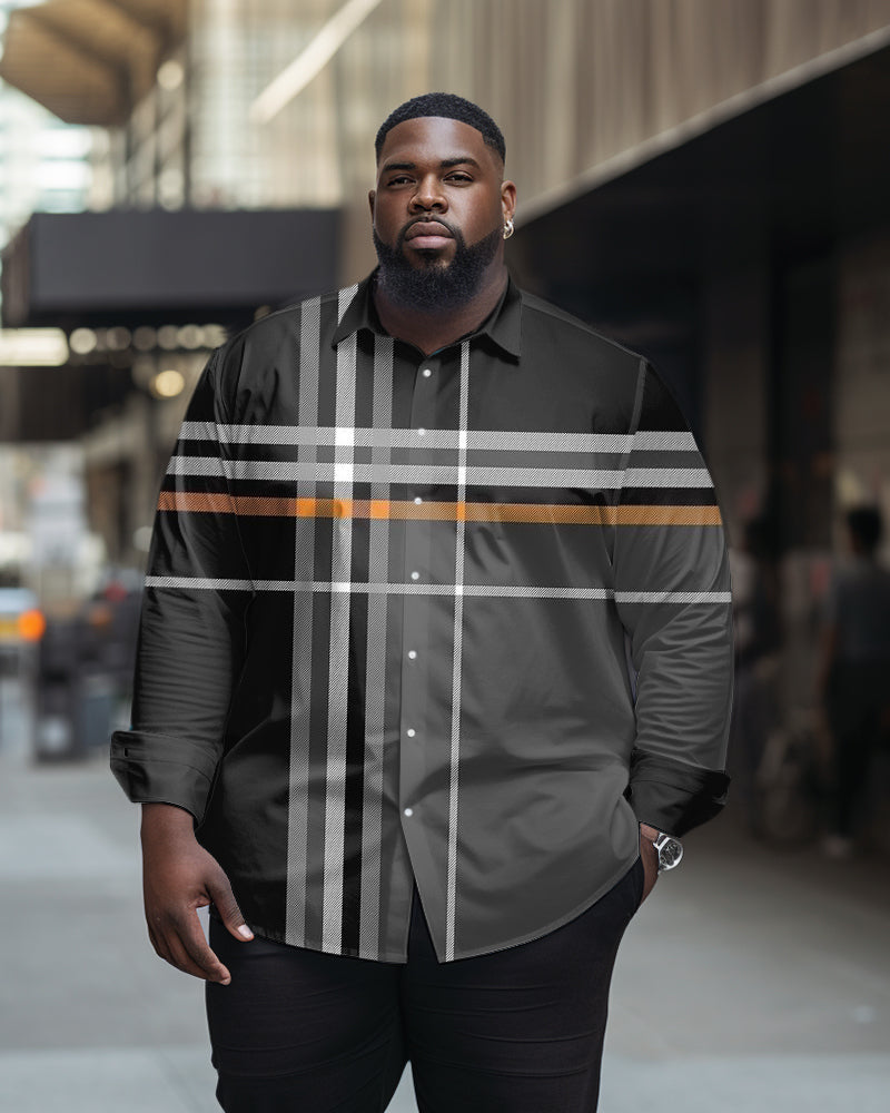 Big & Tall Plaid Business Casual Shirt Pants Set for big men